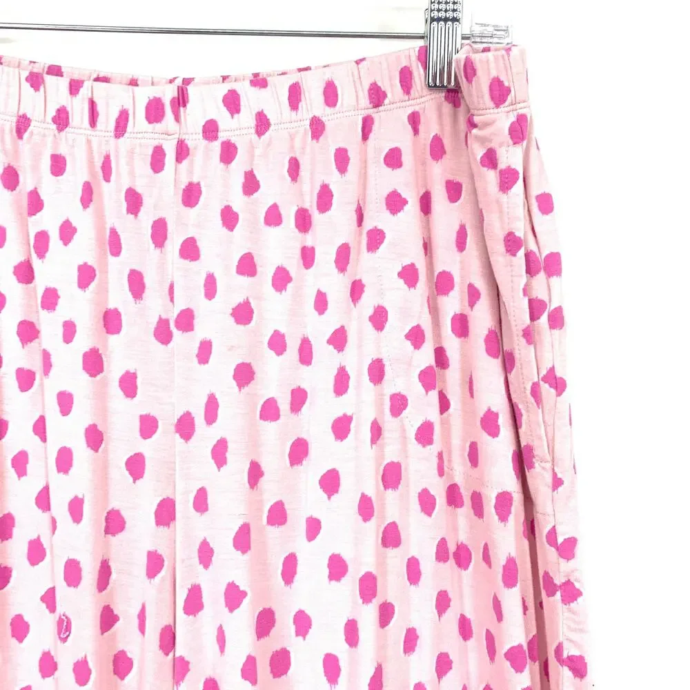 Kate Spade Pajama Set Womens Size L Pink Animal Print Spots Novelty Print *FLAW
